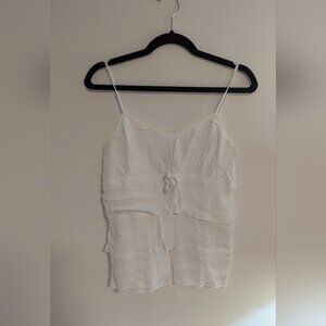 White Ruffle Tank Top - Womens Large